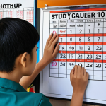 **

A focused student in Thailand, surrounded by textbooks and study materials related to safety regulations and construction, with a digital calendar displaying a well-structured study schedule. Emphasize diligence and time management. Think "studious Thai engineer prepping for a crucial exam."

**