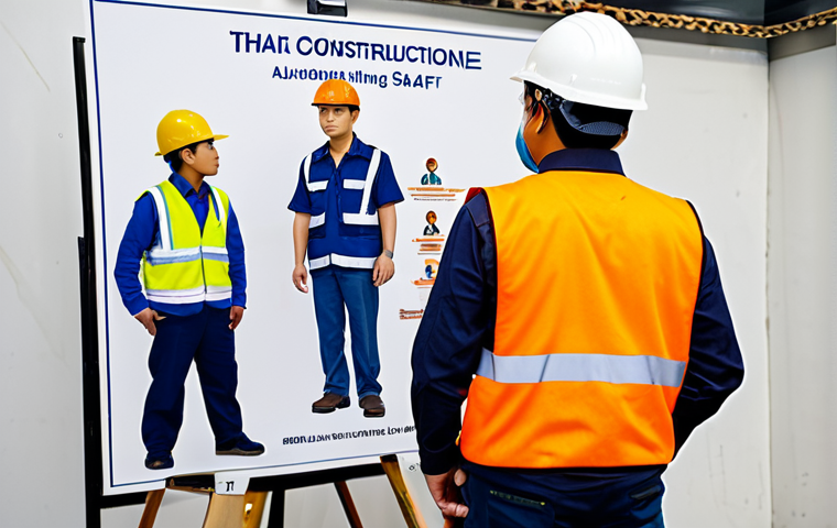 건설안전기사로 취업한 신입사원 이야기 - "A young Thai safety engineer (male or female), in a clean safety uniform, holding a clipboard, insp... 건설안전기사로 취업한 신입사원 이야기 - "A young Thai safety engineer (male or female), in a clean safety uniform, holding a clipboard, insp...