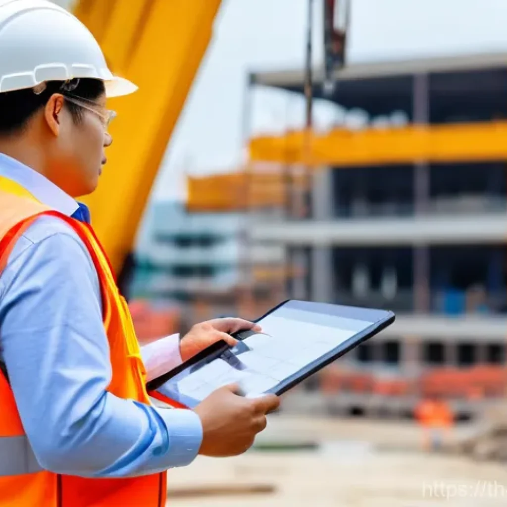 건설안전기사 시험 준비를 위한 스터디 가이드 - **Prompt:** "A vigilant Thai Safety Professional on a bustling, modern construction site in Thailand...