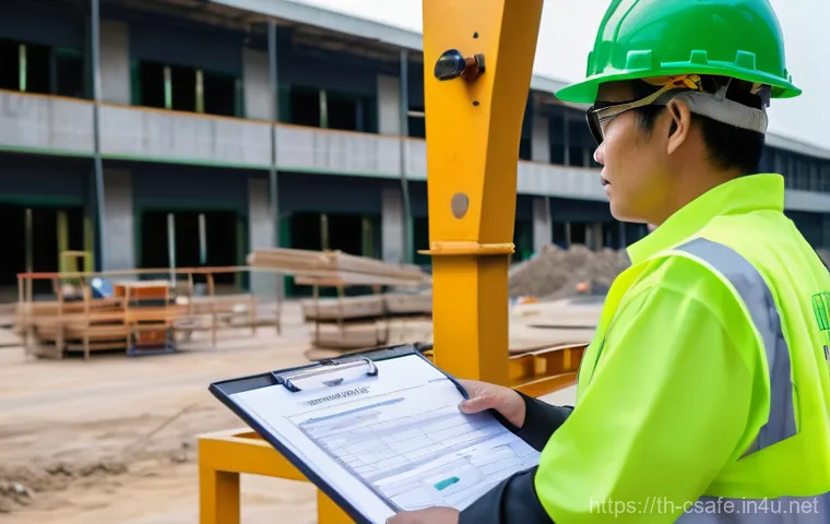 건설안전기사 합격률 분석 및 전망 - A professional Thai Safety Officer (Jor Por Wichacheep) wearing a distinctive green safety helmet, h...