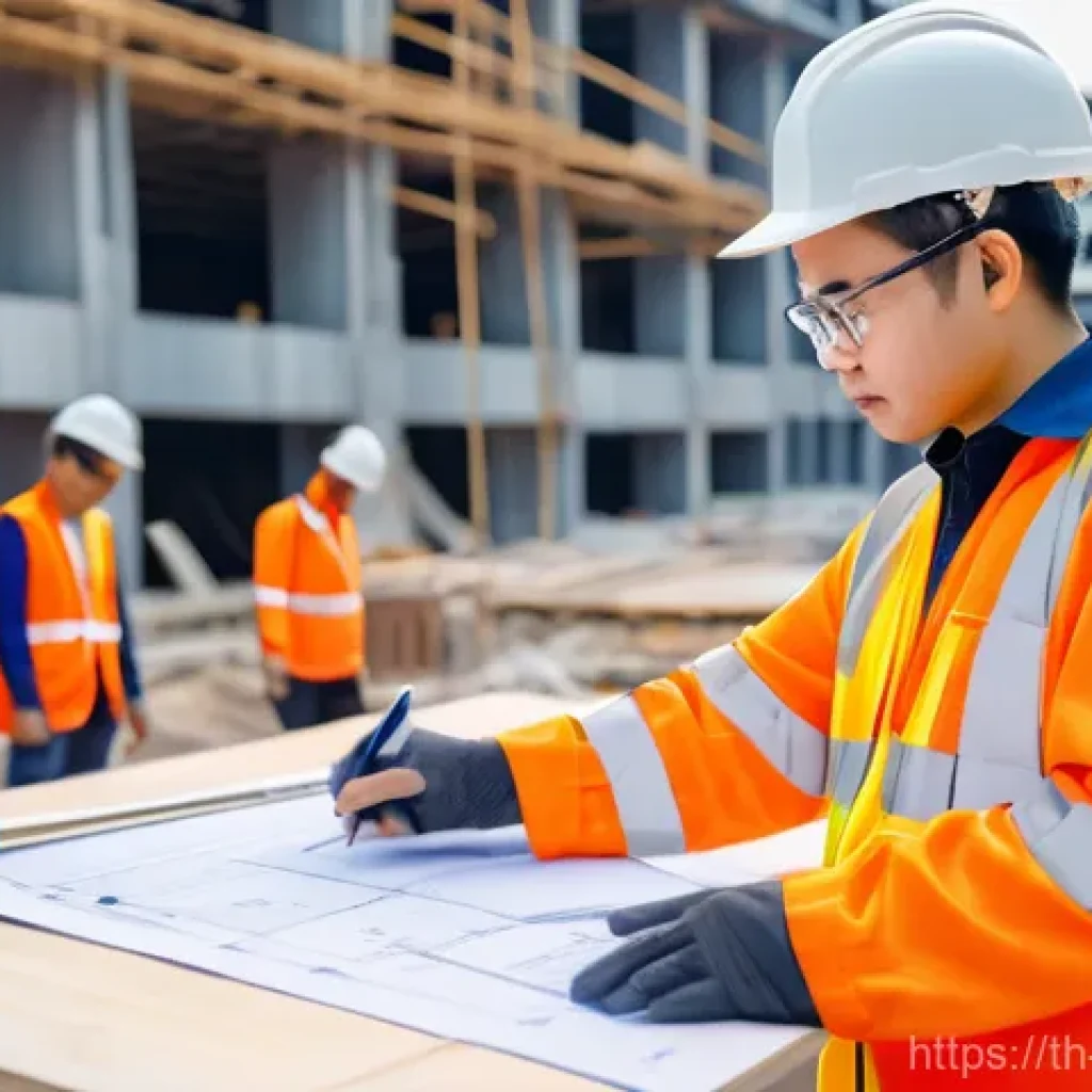 건설안전기사 자격증으로 강의 및 교육 사업 - **Prompt:** A confident Thai construction safety engineer (male or female, mid-30s) in a bright oran...