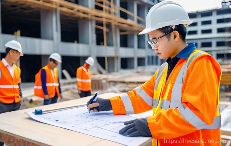 건설안전기사 자격증으로 강의 및 교육 사업 - **Prompt:** A confident Thai construction safety engineer (male or female, mid-30s) in a bright oran...