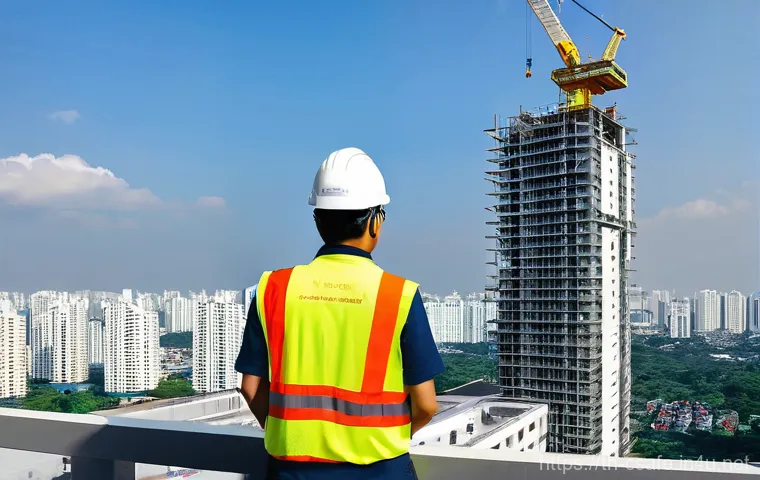 건설안전기사 자격증으로 다양한 직무 경험 - Modern Construction Site with AI and IoT Integration**

"A bustling, state-of-the-art construction s...