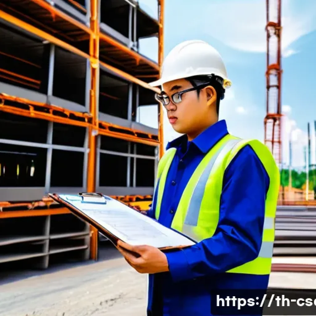 건설안전기사 직무별 연봉 차이 - **Prompt 1: Entry-Level Safety Officer on a Thai Construction Site**
"A diligent young Thai Safe...
