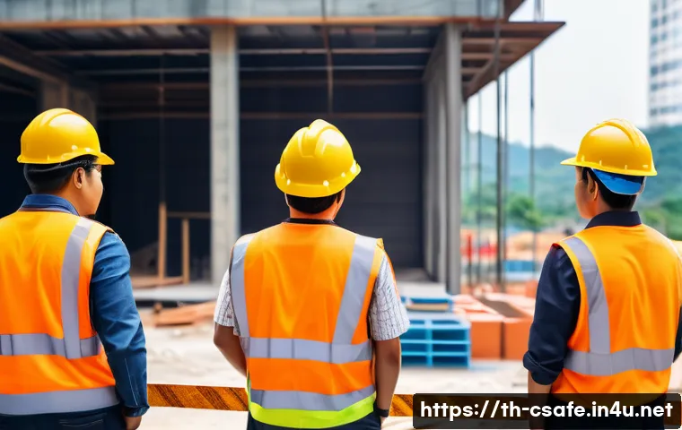 건설안전 기사 실기 합격생 인터뷰 - A detailed construction safety training scene in Thailand: a group of diverse adult construction wor...