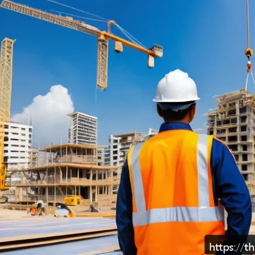 Home 31 건설안전 실무자를 위한 법적 의무 및 책임 - A detailed construction site scene in Thailand featuring diverse Thai construction workers wearing p...