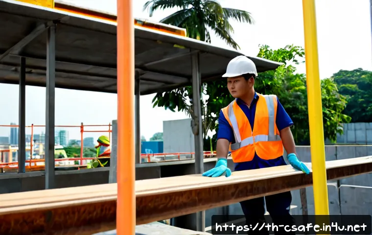 건설안전 실무에서 발생하는 문제와 해결법 - Photorealistic construction safety inspection at a modern Bangkok building site, Thai safety supervi...